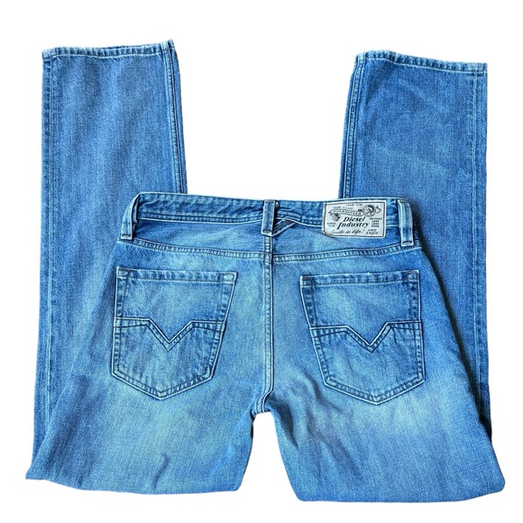 Diesel Larkee Straight Leg Button Fly Blue Denim Jeans Size 28x30 - Picture 7 of 8